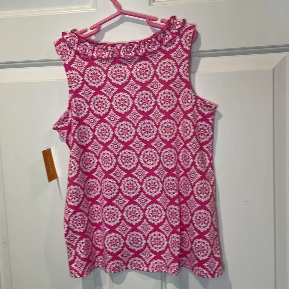 Gymboree girls Pink size 12 Tank top ruffle neckline New With Tags